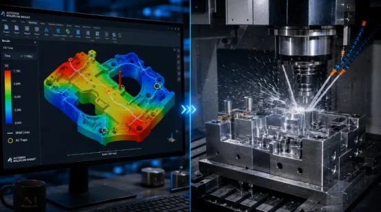 Moldflow simulation analysis and CNC mold machining process