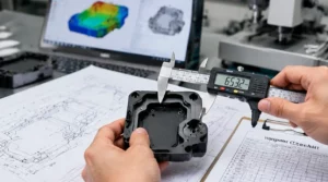 Quality inspection of molded part with digital caliper